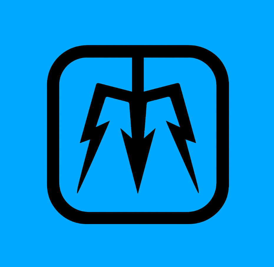 Poseidon's Trident with lightning bolts forming the prongs.